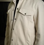 Men’s Signature Off White Faux Suede Jacket Chest - Trendy Leather Jackets