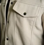 Men’s Signature Off White Faux Suede Jacket Closeup - Trendy Leather Jackets