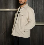 Men’s Signature Off White Faux Suede Jacket Side - Trendy Leather Jackets