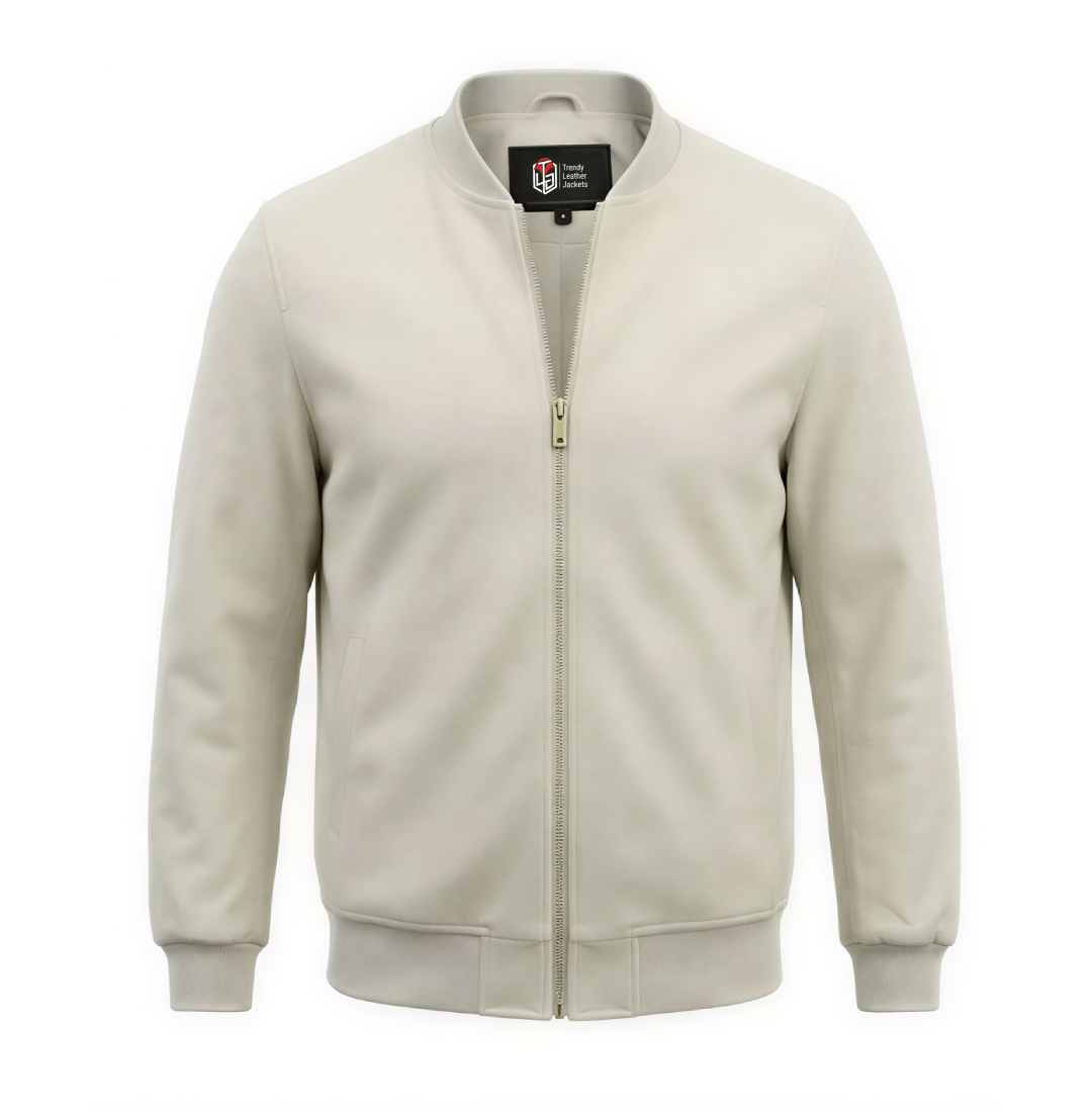 Men’s Signature Off White Wool Blend Felt Jacket - Trendy Leather Jackets