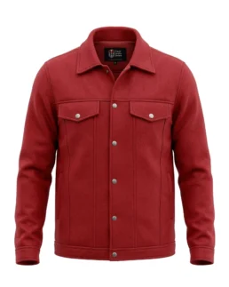 Men’s Signature Red Wool Blend Felt Jacket - Trendy Leather Jackets