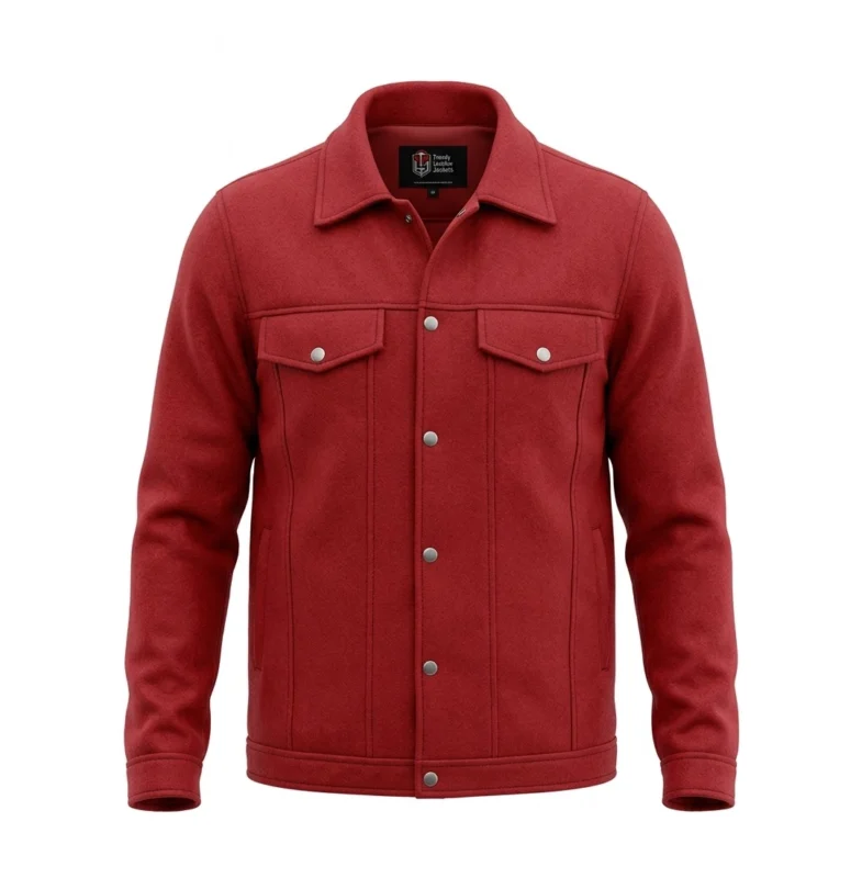Men’s Signature Red Wool Blend Felt Jacket - Trendy Leather Jackets