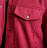 Men’s Signature Red Wool Blend Felt Jacket Chest - Trendy Leather Jackets