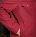 Men’s Signature Red Wool Blend Felt Jacket Pocket - Trendy Leather Jackets