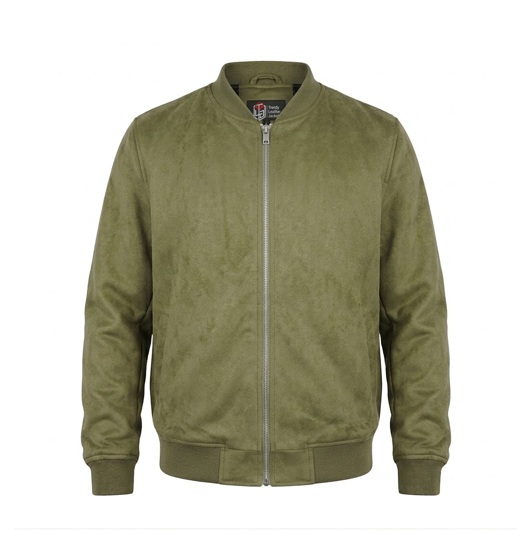 Men’s Signature Sage Green Faux Suede Jacket - Trendy Leather Jackets