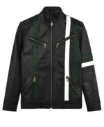 Men's Stripe Black Leather Jacket - Trendy Leather Jackets