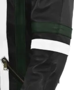 Men's Stripe Black Leather Jacket Sleeves - Trendy Leather Jackets