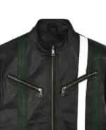 Men's Stripe Black Leather Jacket Collar - Trendy Leather Jackets