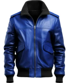 Men's Stylish Blue Faux Leather Jacket - Trendy Leather Jackets