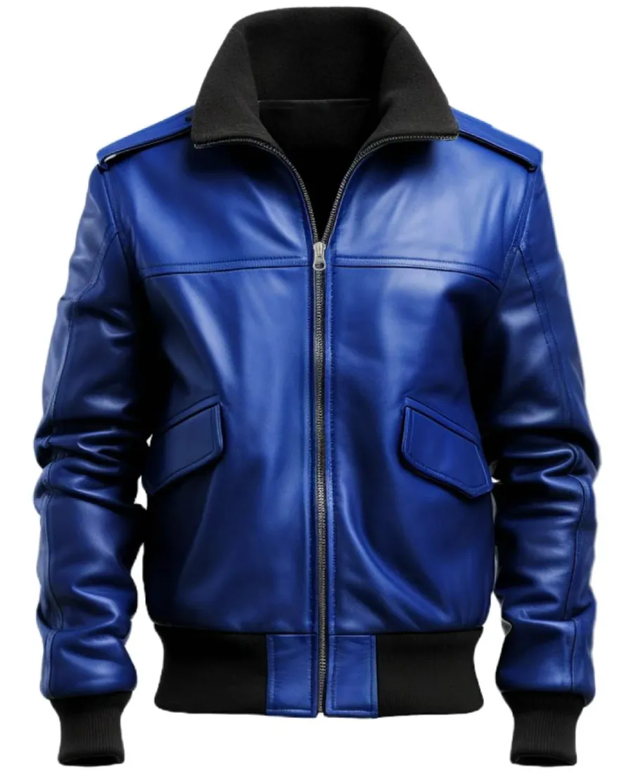 Men'S Stylish Blue Faux Leather Jacket Men'S Stylish Blue Faux Leather Jacket - Trendy Leather Jackets