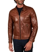 Men's Brown Biker Vegan Leather Jacket - Trendy Leather Jackets