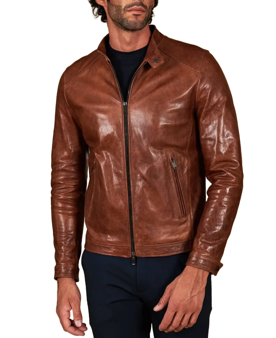 Men'S Brown Biker Vegan Leather Jacket Men'S Brown Biker Vegan Leather Jacket - Trendy Leather Jackets