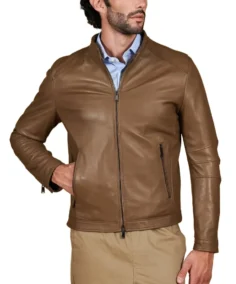 Men's Taupe Brown Leather Jacket - Trendy Leather Jackets
