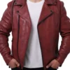 Men's Thrill Biker Maroon Leather Jacket - Trendy Leather Jackets