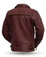 Men's Thrill Biker Maroon Leather Jacket Back - Trendy Leather Jackets