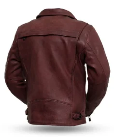 Men's Thrill Biker Maroon Leather Jacket Back - Trendy Leather Jackets