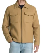 Men's Trucker Camel Brown Wool Bomber Jacket - Trendy Leather Jackets