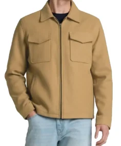 Men's Trucker Camel Brown Wool Bomber Jacket - Trendy Leather Jackets