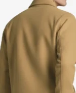 Men's Trucker Camel Brown Wool Bomber Jacket Back - Trendy Leather Jackets