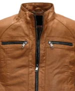 Brown Men's Leather Jacket Closeup - Trendy Leather Jackets
