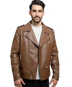 Men's Brown Faux Leather Jacket - Trendy Leather Jackets