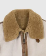 Men's White Aviator Bomber Jacket Collar - Trendy Leather Jackets