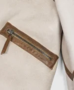 Men's White Aviator Bomber Jacket Pockets - Trendy Leather Jackets