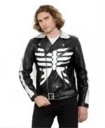 Men's White Skeleton Biker Leather Jacket Front - Trendy Leather Jackets