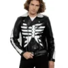 Men's White Skeleton Biker Leather Jacket - Trendy Leather Jackets