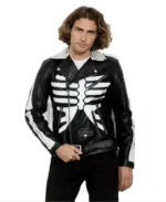 Men's White Skeleton Biker Leather Jacket - Trendy Leather Jackets