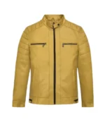Men's Yellow Padded Leather Jacket - Trendy Leather Jackets