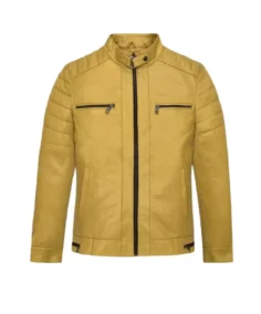 Men's Yellow Padded Leather Jacket - Trendy Leather Jackets