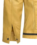 Men's Yellow Padded Leather Jacket Cuffs - Trendy Leather Jackets