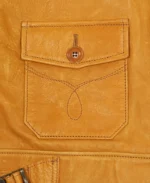 Men's Yellow Vegan Leather Jacket Pockets - Trendy Leather Jackets