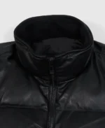 Nappa Black Puffer Leather Jacket Collar - Trendy Leather Jackets