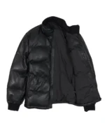 Nappa Black Puffer Leather Jacket Front - Trendy Leather Jackets