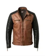 Men's Helston Motorcycle Leather Jacket Front