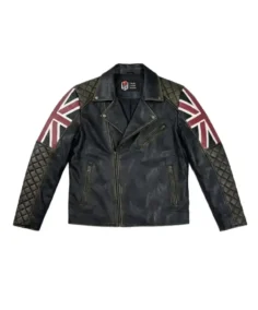 UK Flag Biker Leather Jacket