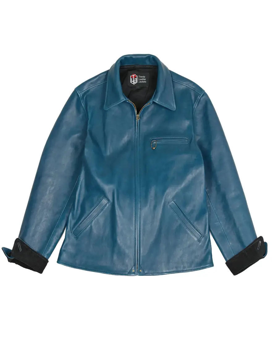 1930S Classic Blue Leather Jacket 1930S Classic Blue Leather Jacket - Trendy Leather Jackets