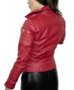 Women's Classic Quilted Moto Leather Jacket - Image 2