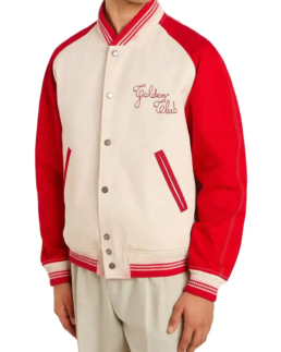 Men's Golden Club Worn Varsity Jacket - Trendy Leather Jackets