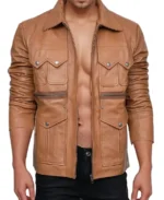Men’s Versatile Tan Brown Leather Jacket - Trendy Leather Jackets