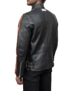 Men's Retro Stripe Biker Leather Jacket Back - Trendy Leather Jackets