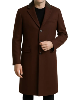 Men's Javier Brown Single Breasted Wool Coat - Trendy Leather Jackets
