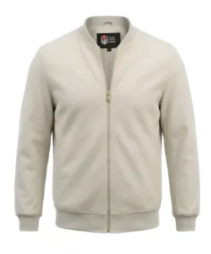 Off White Wool Blend Felt Jacket