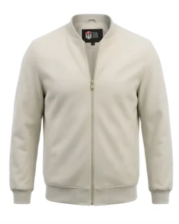 Off White Wool Blend Felt Jacket