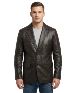 Premium Black Lambskin Leather Blazer - Trendy Leather Jackets