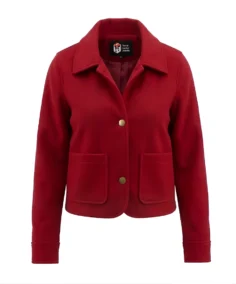 Red Wool Blend Felt Jacket