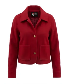 Red Wool Blend Felt Jacket