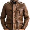 Rowan Brown Bomber Leather Jacket - Trendy Leather Jackets
